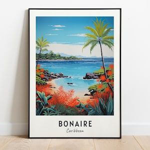 Bonaire Travel Print Wall Art, Bonaire - Caribbean City Print, Bonaire Travel Gift, Bonaire City Poster, Digital Download, Travel Gift