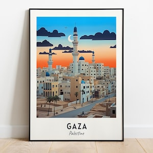Gaza Travel Print Wall Art, Gaza - Palestine City Print, Gaza Travel Gift, Gaza City Poster, Digital Download, Travel Gift, Gaza Home Decor