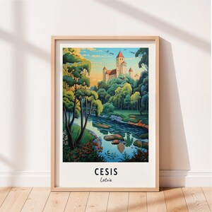 Cesis Travel Poster Cesis Castle Wall Art Latvia Print Cityscape Artwork Travel Wall Decor Digital Download Travel Gift