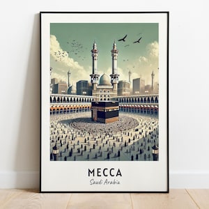 Mecca Travel Print Wall Art, Mecca - Saudi Arabia City Print, Mecca Travel Gift, Mecca City Poster, Digital Download, Travel Gift, Wall Art