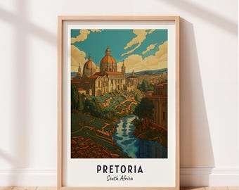 Pretoria Travel Poster Union Buildings Wall Art South Africa Print Cityscape Artwork Travel Wall Decor Digital Download Travel Gift