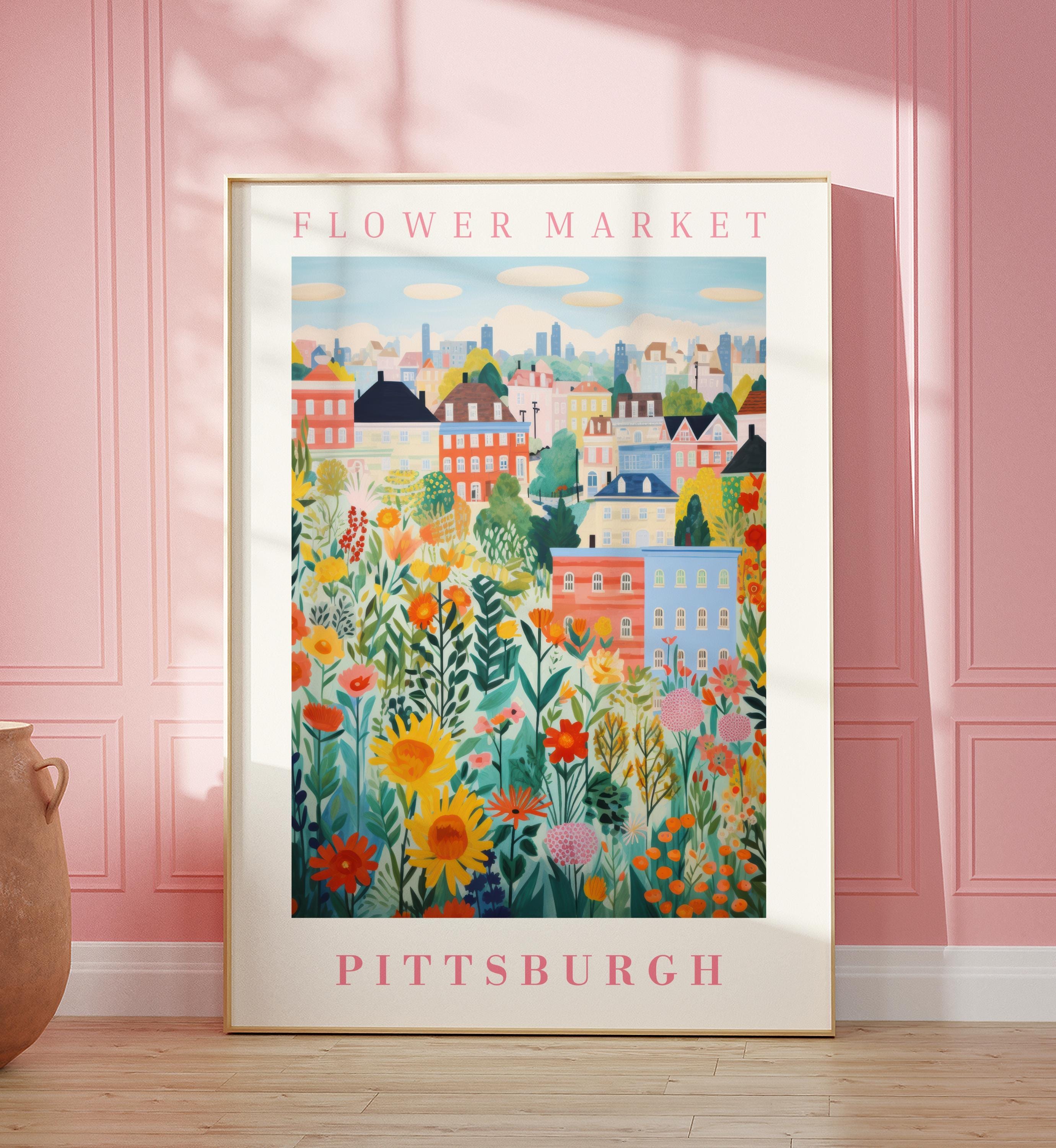 Pittsburgh Flower Market Poster: Pennsylvania Botanical Art