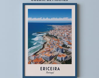 Ericeira Travel Poster Portugal Print Wall Art City Print Cityscape Artwork Travel Wall Decor Digital Download Travel Gift