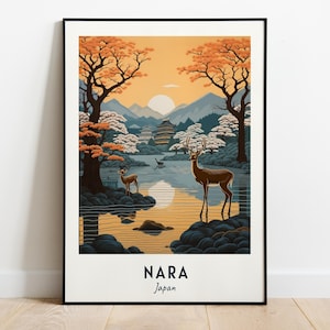 Impresión de pared con imágenes de viajes a Nara, impresión de la ciudad de Nara, Japón, regalo de viaje a Nara, póster de la ciudad de Nara, descarga digital, regalo de viaje, decoración del hogar de Nara