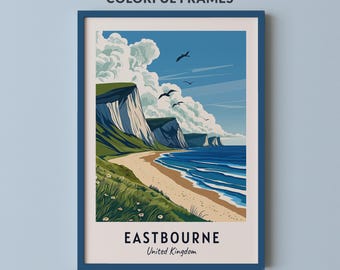 Eastbourne Travel Poster United Kingdom Print Wall Art City Print Cityscape Artwork Travel Wall Decor Digital Download Travel Gift