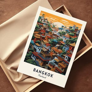 Bangkok Travel Poster Thailand Print Wall Art City Print Cityscape Artwork Travel Wall Decor Digital Download Travel Gift image 2
