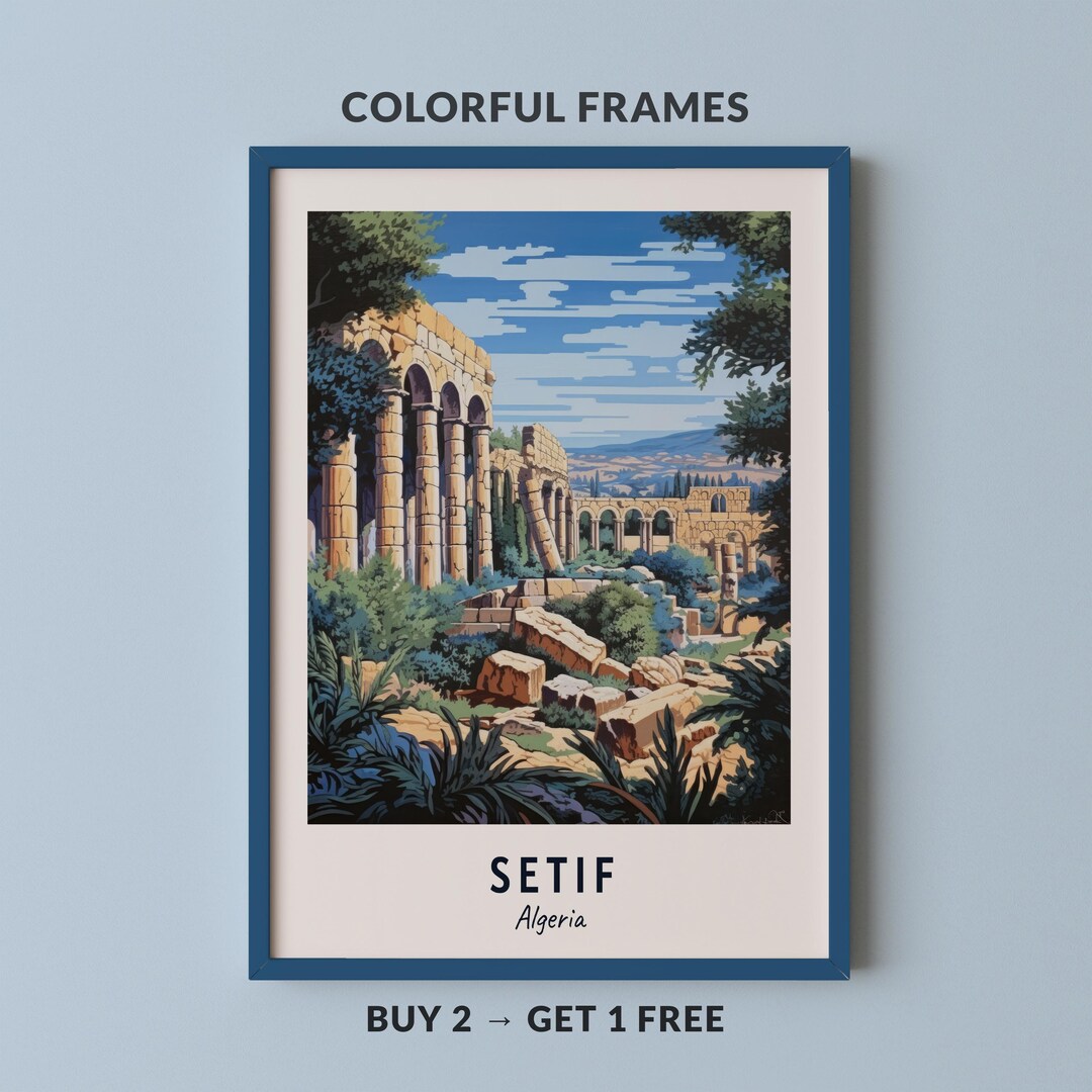 Setif Travel Poster Djémila Roman Ruins (unesco World Heritage Site ...