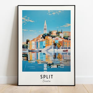 Impresión de pared de viaje de Split, impresión de la ciudad de Split, Croacia, regalo de viaje de Split, póster de la ciudad de Split, descarga digital, regalo de viaje, regalo de boda