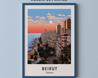Beirut Travel Poster Lebanon Print Wall Art City Print Cityscape Artwork Travel Wall Decor Digital Download Travel Gift