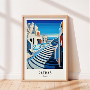 Patras Travel Poster Patras Roman Odeon Wall Art Greece Print Cityscape Artwork Travel Wall Decor Digital Download Travel Gift