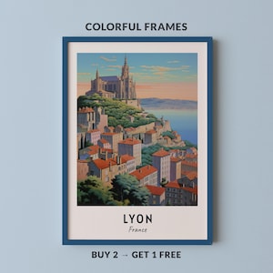 Lyon Travel Poster France Print Wall Art City Print Cityscape Artwork Travel Wall Decor Digital Download Travel Gift
