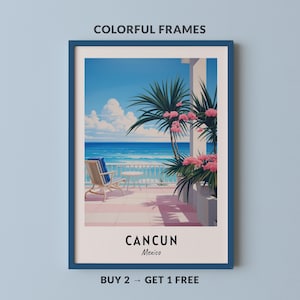 Cancun Travel Poster Mexico Print Wall Art City Print Cityscape Artwork Travel Wall Decor Digital Download Travel Gift