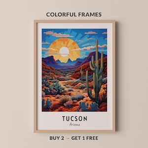Tucson Travel Poster Arizona Print Wall Art City Print Cityscape Artwork Travel Wall Decor Digital Download Travel Gift