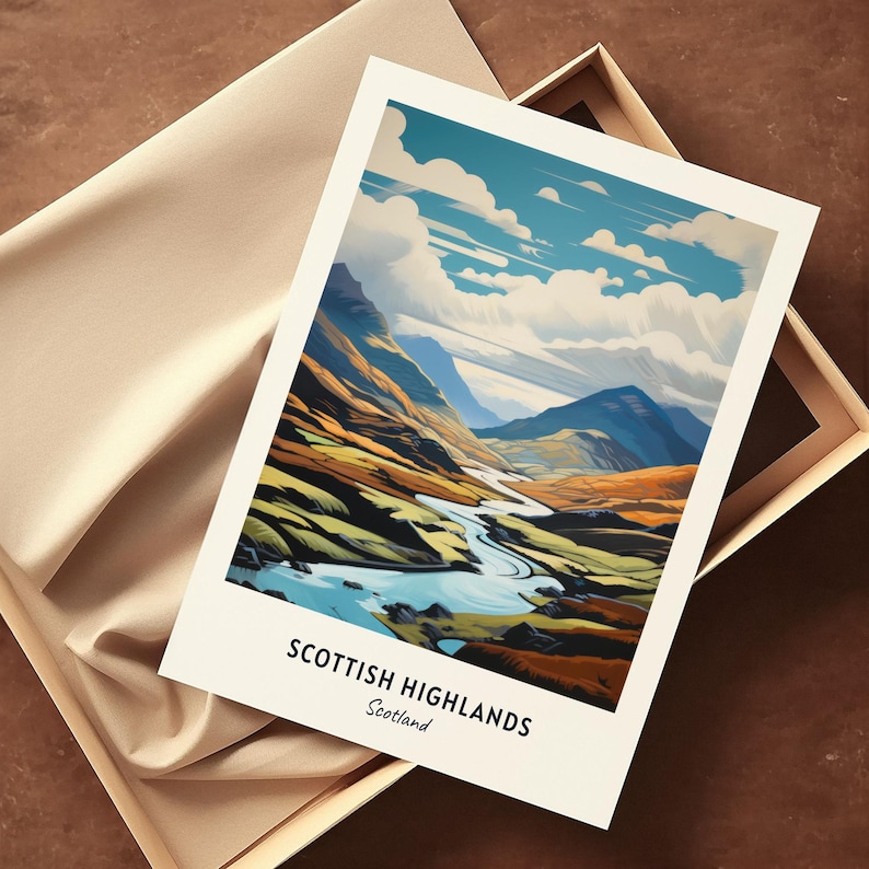 Scottish Highlands Travel Poster Scottish Highlands Scotland Wall Art Scotland Print Cityscape Artwork Travel Wall Decor Digital Download image 2