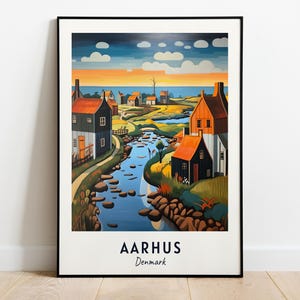 Art mural impression voyage musée d'art Aros Aarhus, impression de la ville d'Aarhus - Danemark, cadeau de voyage du musée d'art Aros Aarhus, affiche du musée d'art Aros Aarhus