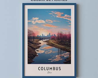 Columbus Travel Poster Ohio Print Wall Art City Print Cityscape Artwork Travel Wall Decor Digital Download Travel Gift