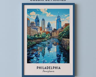 Philadelphia reisposter Pennsylvania print muur kunst stad print stadsgezicht artwork reizen muur decor digitale download reiscadeau