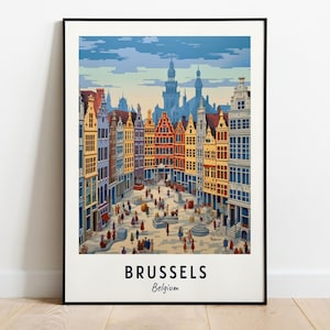 Grand Place Reise Druck Wandkunst, Brüssel - Belgien Stadt Druck, Grand Place Reise Geschenk, Grand Place Poster, Reisegeschenk