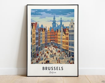 Art mural imprimé voyage Grand-Place, Bruxelles - Impression de la ville de Belgique, cadeau de voyage Grand-Place, affiche Grand-Place, téléchargement numérique, cadeau de voyage