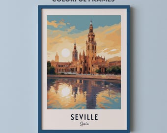 Seville Travel Poster Spain Print Wall Art City Print Cityscape Artwork Travel Wall Decor Digital Download Travel Gift