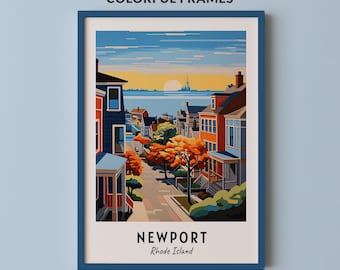 Newport Travel Poster Rhode Island Print Wall Art City Print Cityscape Artwork Travel Wall Decor Digital Download Travel Gift