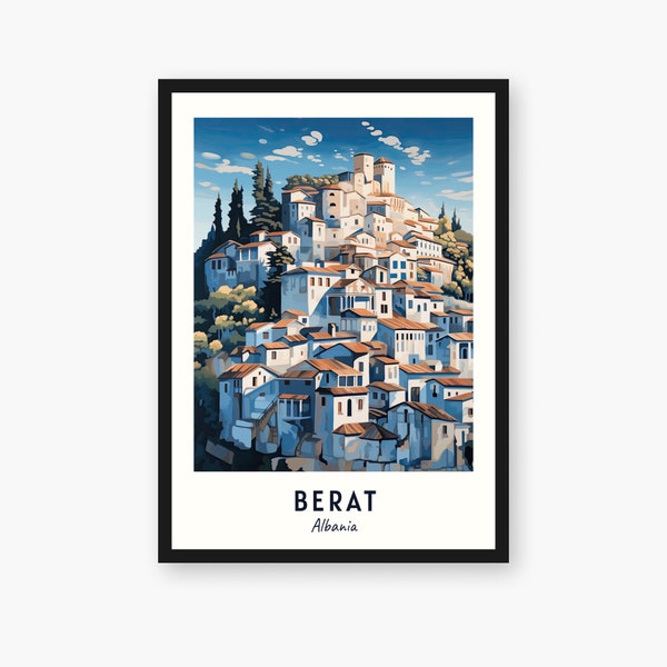 Berat Travel Print, Berat - Albania Travel Gift, Printable City Poster, Digital Download, Wedding Gift, Birthday Present