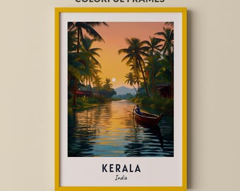 Kerala Travel Poster India Print Wall Art City Print Cityscape Artwork Travel Wall Decor Digital Download Travel Gift