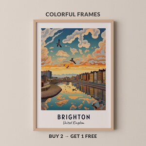 Brighton Travel Poster Großbritannien Druck Wand Kunst City Print Stadtbild Kunstwerk Reise Wand Dekor Digitaler Download Reisegeschenk