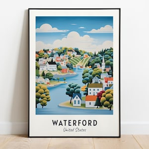 Waterford Travel Print Wall Art, Waterford - United States City Print, Waterford Travel Gift, Waterford City Poster, Digital Download