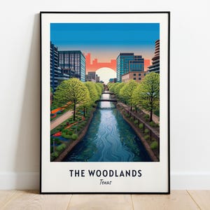 Arte de parede de impressão de viagem The Woodlands, impressão de cidade do Texas The Woodlands, presente de viagem The Woodlands, pôster da cidade The Woodlands, presente de viagem