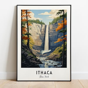 Ithaca Travel Print Wall Art, Ithaca - New York City Print, Ithaca Travel Gift, Ithaca City Poster, Digital Download, Travel Gift, Wall Art