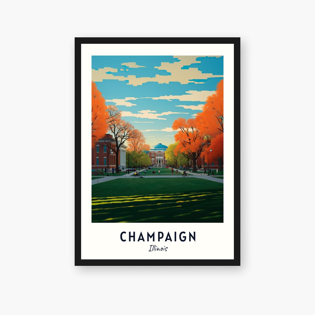 Champaign City Print Champaign Travel Poster Illinois Travel Etsy UK