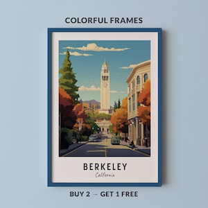 Berkeley Travel Poster California Print Wall Art City Print Stadtbild Kunstwerk Reise Wand Dekor Digital Download Reisegeschenk