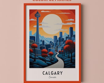 Calgary Travel Poster Canada Print Wall Art City Print Cityscape Artwork Travel Wall Decor Digital Download Travel Gift