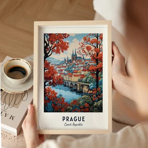 Cartaz de viagem de Praga, República Tcheca, impressão, arte de parede, impressão de cidade, paisagem urbana, arte de viagem, decoração de parede, download digital, presente de viagem imagem 9