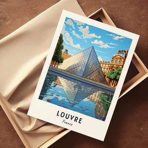 Louvre Travel Poster France Print Wall Art City Print Cityscape Artwork Travel Wall Decor Digital Download Travel Gift image 2