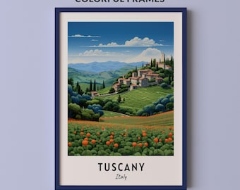 Toscane reisposter Italië print muur kunst stad print stadsgezicht artwork reizen muur decor digitale download reiscadeau
