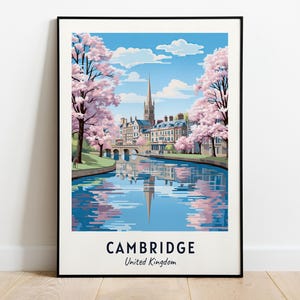 Cambridge Travel Print Wall Art, Cambridge - United Kingdom City Print, Cambridge Travel Gift, Cambridge City Poster, Digital Download