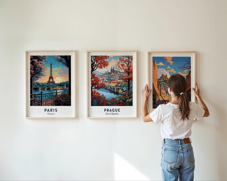 Cartaz de viagem de Praga, República Tcheca, impressão, arte de parede, impressão de cidade, paisagem urbana, arte de viagem, decoração de parede, download digital, presente de viagem imagem 4