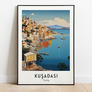 Kuşadası Reisedruck, Wandkunst, Kuşadası - Türkei Stadt Druck, Kuşadası Reisegeschenk, Kuşadası Stadt Poster, digitaler Download, Wandkunst