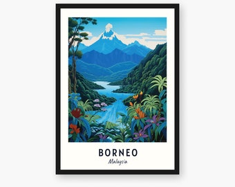 Impression de voyage Bornéo, Bornéo - cadeau de voyage en Malaisie, affiche imprimable de la ville, téléchargement numérique, cadeau de mariage, cadeau d'anniversaire