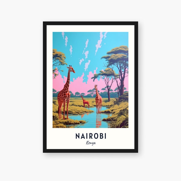 Impression de voyage à Nairobi, Nairobi - Cadeau de voyage au Kenya, affiche imprimable de la ville, téléchargement numérique, cadeau de mariage, cadeau d'anniversaire