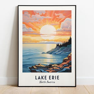 Lake Erie, Noord-Amerika reizen print kunst aan de muur, Lake Erie - Noord-Amerika stad print, Lake Erie, Noord-Amerika reiscadeau, Lake Erie