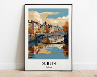 Ha&#039;penny Bridge Travel Print Wall Art, Dublin - Ireland City Print, Ha&#039;penny Bridge Travel Gift, Ha&#039;penny Bridge Poster