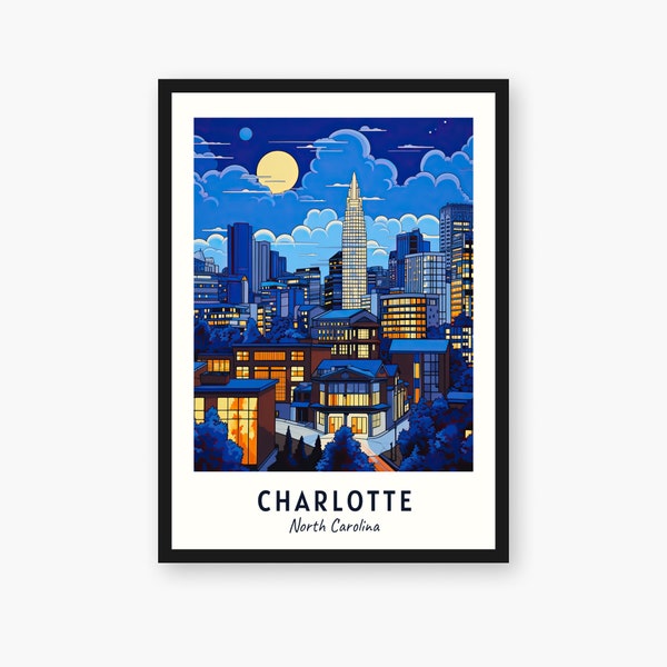 Charlotte Print, Charlotte Travel Poster, North Carolina Travel Gift, Charlotte Digital Download, North Carolina Poster, Charlotte Gift