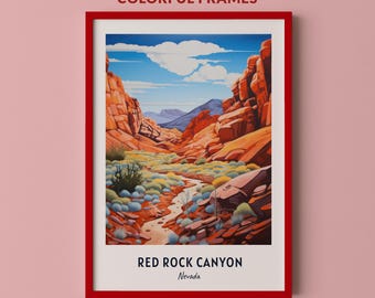 Red Rock Canyon Reise Poster Nevada Print Wand Kunst City Print Stadtbild Kunstwerk Reise Wand Dekor Digitaler Download Reisegeschenk