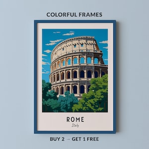 Rome Colosseum Travel Poster, Italian Architecture Wall Art, Ancient Roman Landmark Print, Printable Digital Download