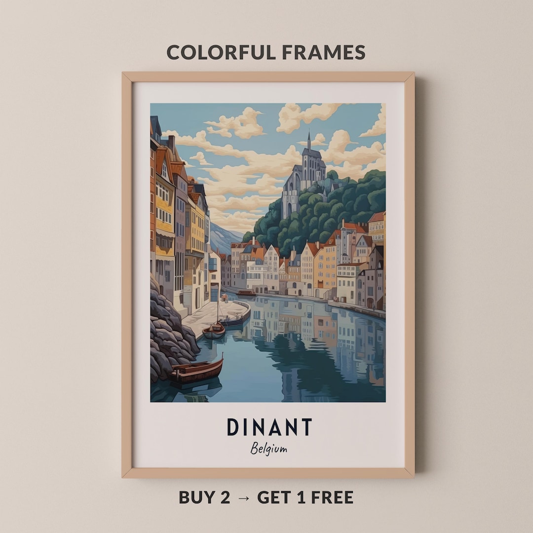 Dinant Travel Poster Citadel of Dinant Wall Art Belgium Print Cityscape ...