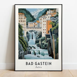 Bad Gastein Waterfall Travel Print Wall Art, Bad Gastein - Austria City Print, Bad Gastein Waterfall Travel Gift, Digital Download, Wall Art