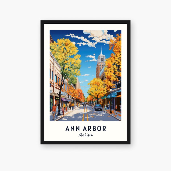 Ann Arbor Travel Print, Ann Arbor - Michigan Travel Gift, Printable City Poster, Digital Download, Wedding Gift, Birthday Present